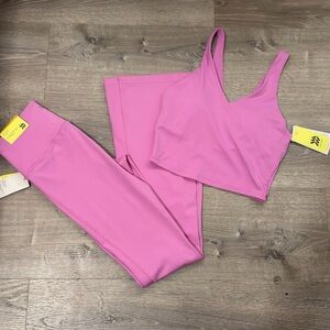 all in motion Pink V-Neck Sports Bra and Leggings Set